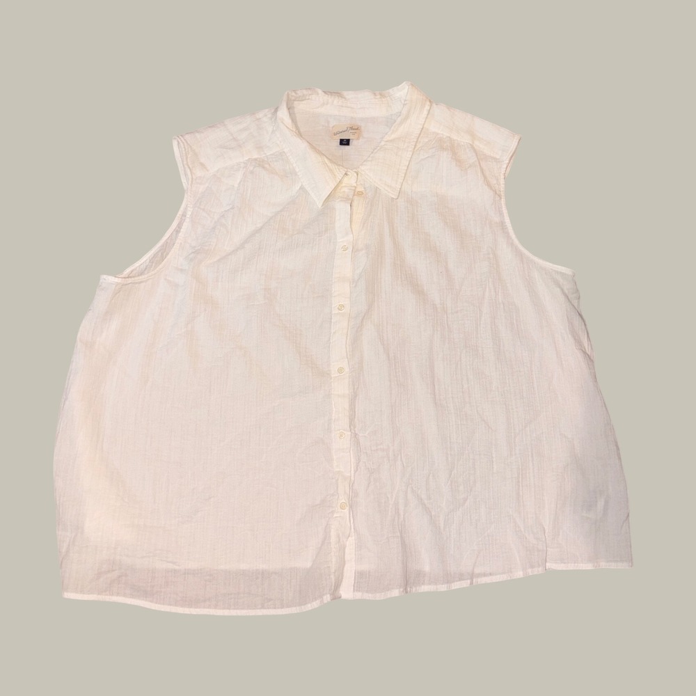 Universal Thread White Sleeveless Button Down Textured Cotton Shirt Plus Size 4X
